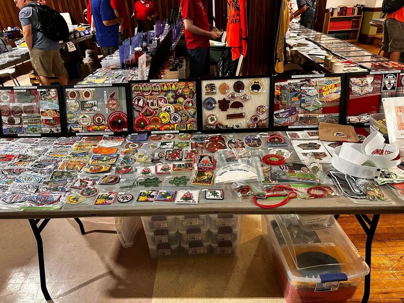 Patches laid out in an orderly manner on a table
